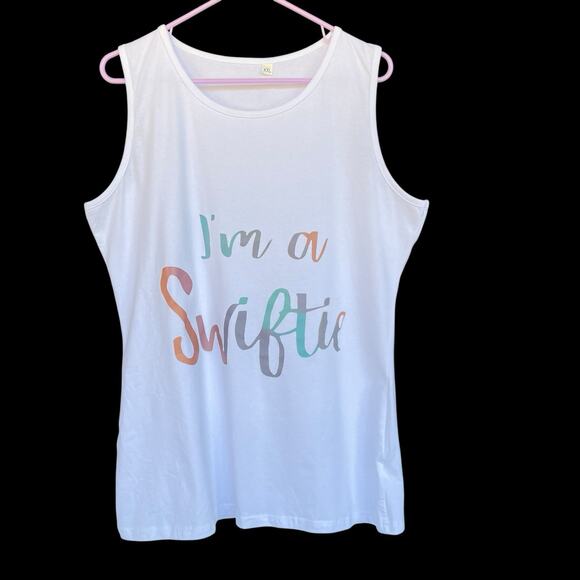 I'm a Swiftie Womens Tank Top Large White Taylor Icon Music Concert Fan Girl - Picture 1 of 8